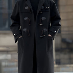 Men’s Casual Long-Length Tweed Coat with Hood & Horn Buttons by Snagg A Coat