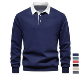 Men’s Premium Polo Collar Sweatshirt | Heavyweight Cotton-Blend Smart Casual Top