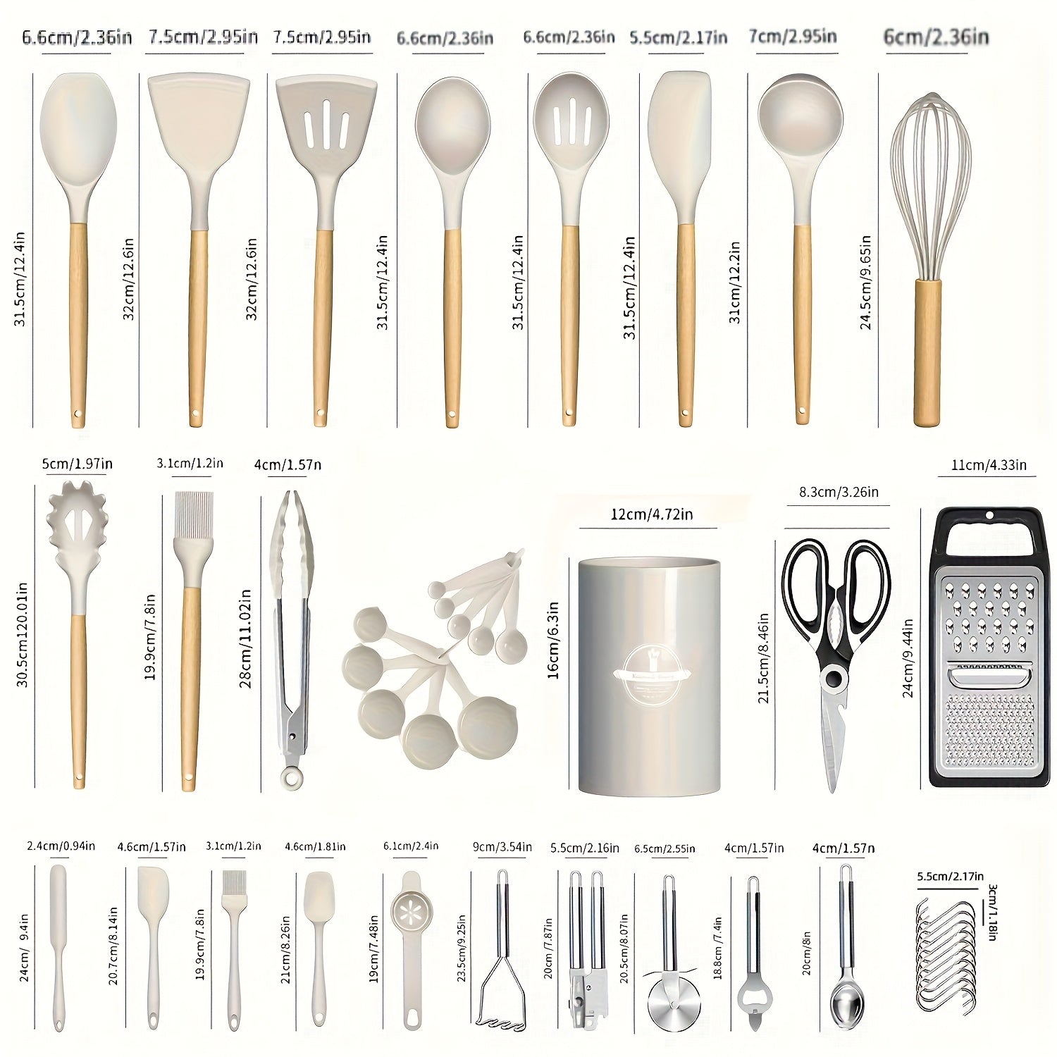 44pcs Wooden Handle Silicone Cookware Set by Snagg A Utensil