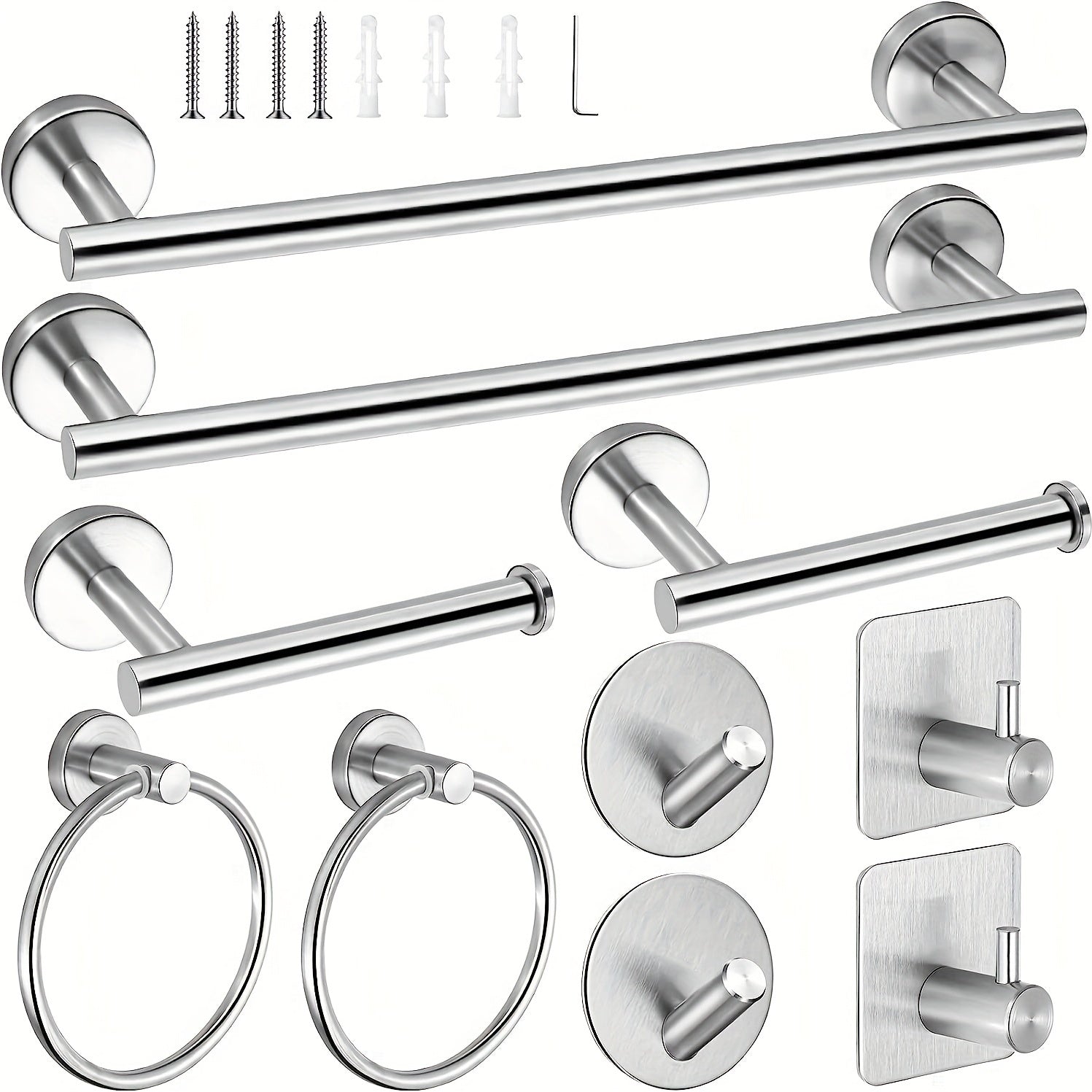 10-Piece Stainless Steel Bathroom Accessories Set by Snagg A Hook