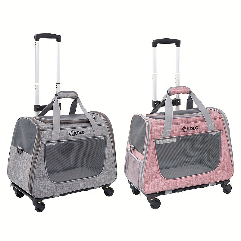 Portable Travel Pet Rolling Carrier with Detachable Handle & Wheels by Snagg A Pet Carrier