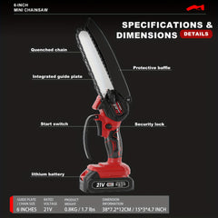 6 Inch Mini Electric Chainsaw – Compact Power for Everyday Cutting