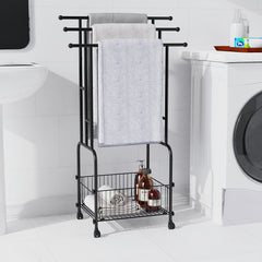 Heavy-Duty 3-Tier Freestanding Towel Rack with Storage Basket by Snagg A Rack