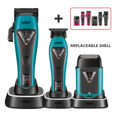 Professional 9000 RPM Vector Motor Barber Suite – Elite High Velocity Clipper & Trimmer Duo with Integrated Charging Base