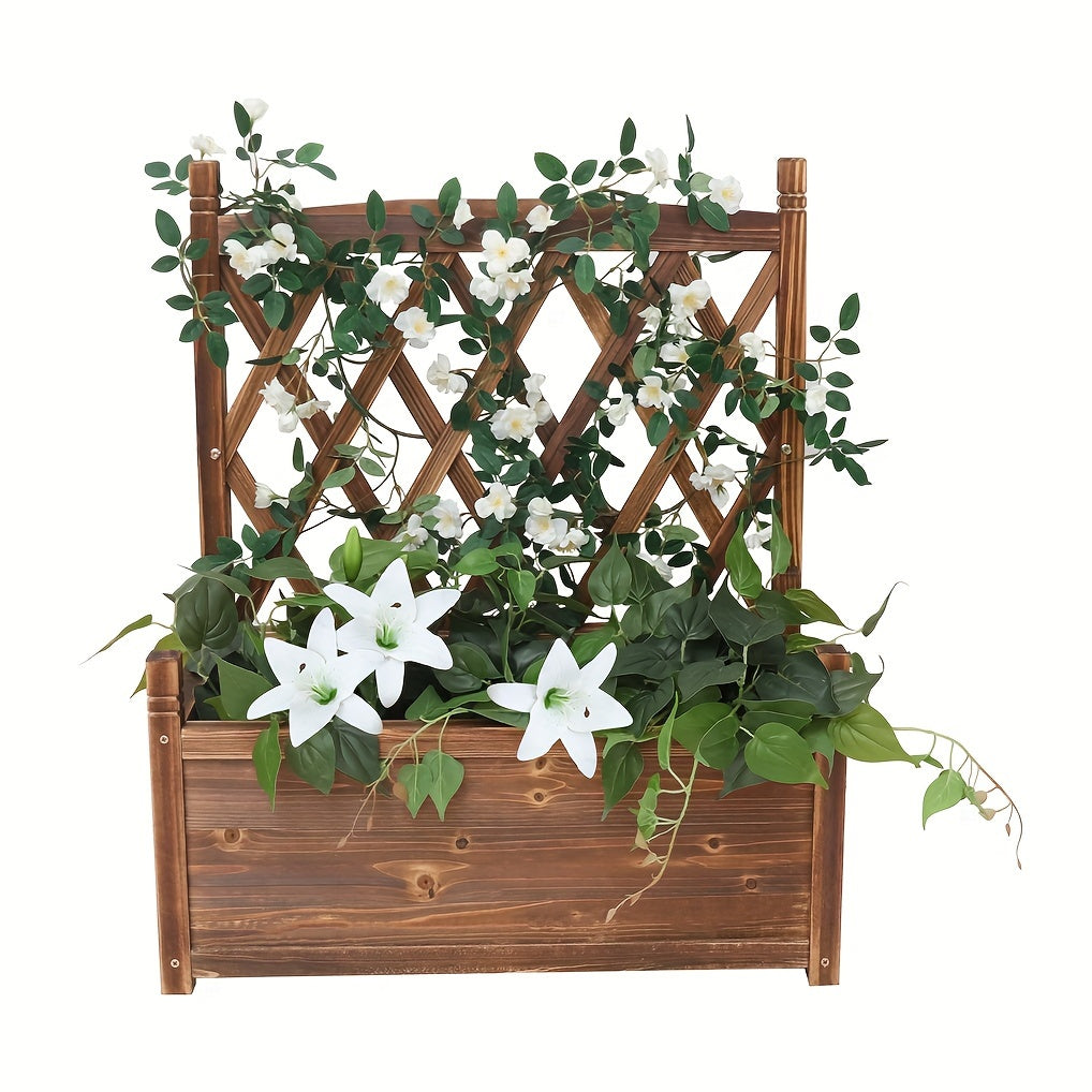 Wooden Raised Planter Box with Trellis by Snagg A Garden Bed