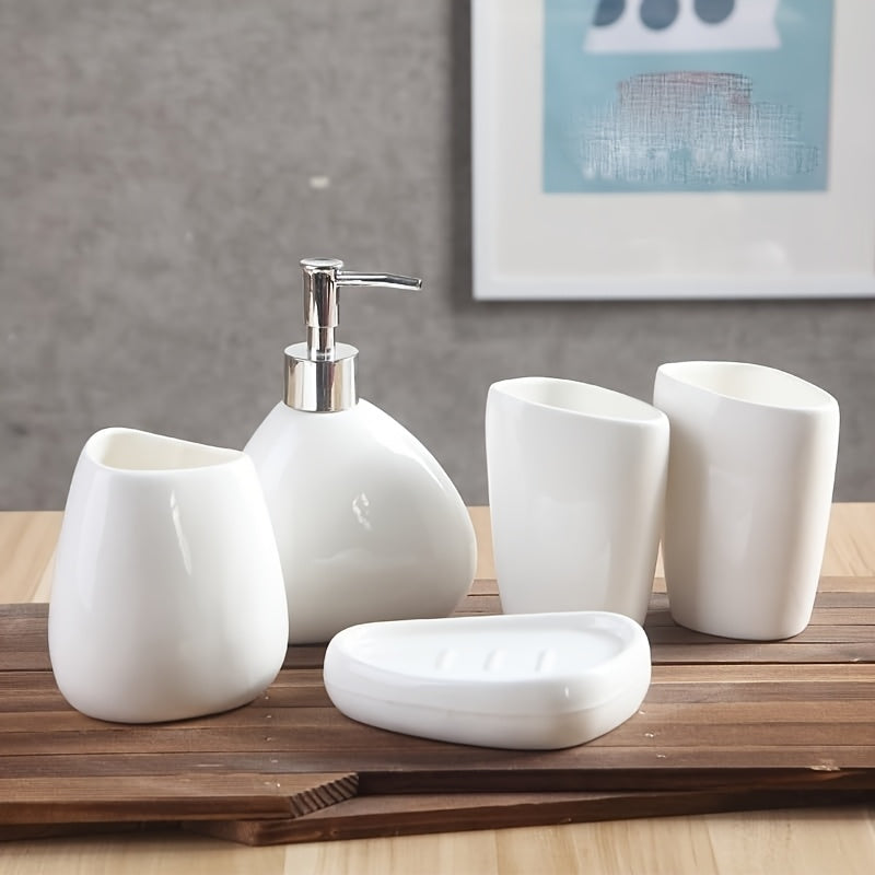 4 Piece White Ceramic Bathroom Set by Snagg A Bathroom Set