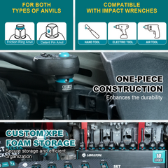 10 Pcs 1/2" Drive Impact Hex Bit Socket Set – High Torque Metric Sockets with XPE Storage for Automotive & Machinery Repair