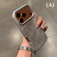 Luxury Jeans Fabric Soft Plating Shockproof Case – for iPhone 16 Series - A - Gray / Pro - Phone Cases & Covers