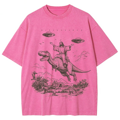 Cartoon Dinosaur Vintage Distressed Tee | Streetwear Vacation Top