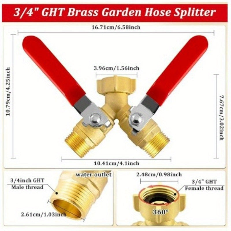Brass Y-Valve Garden Hose Splitter – 3/4" by Snagg A Valve