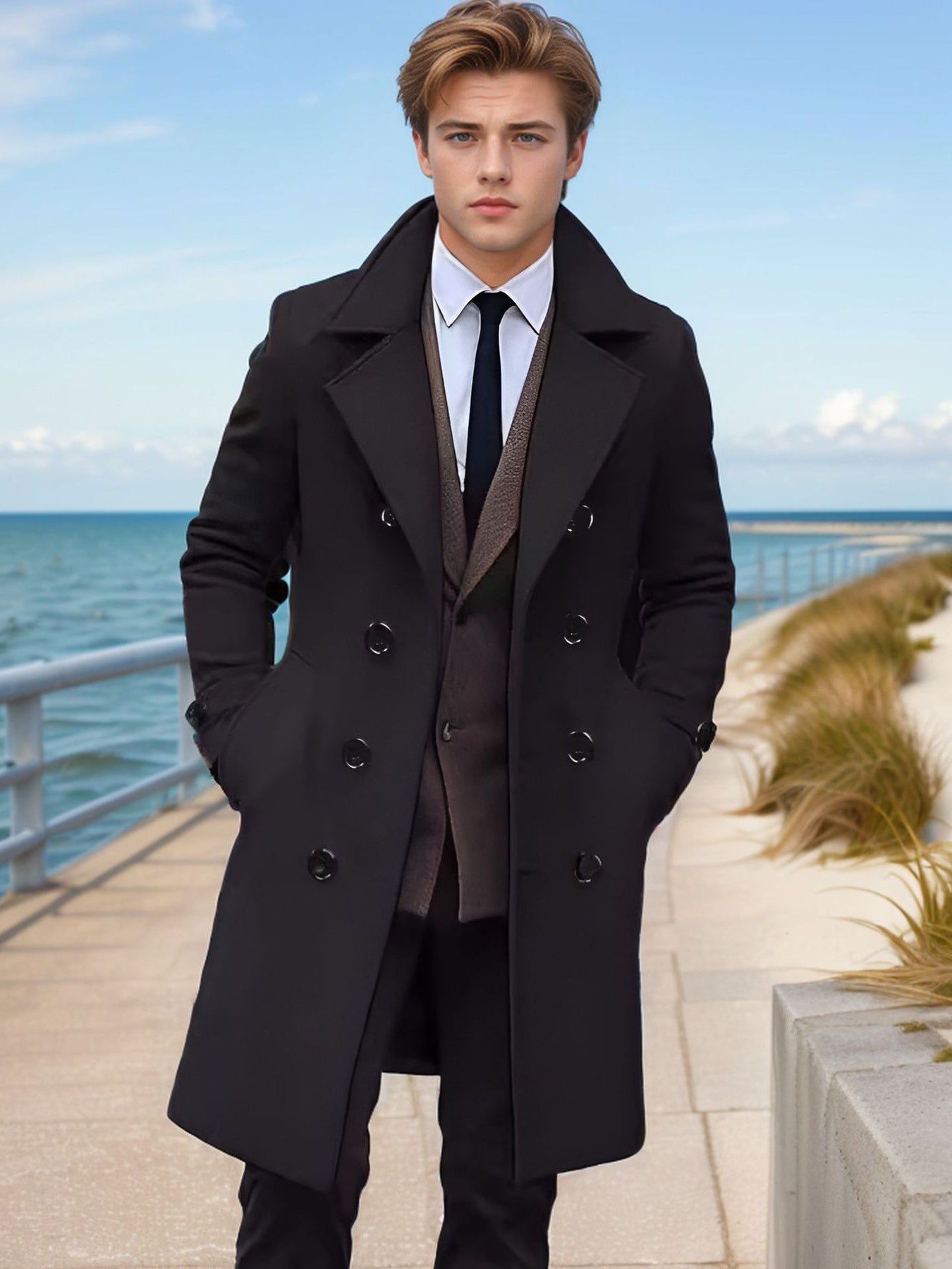 Men’s Stylish Double-Breasted Tweed Coat by Snagg A Coat