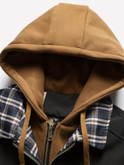 Men’s Solid Color Hooded Jacket with Plaid Lining by Snagg A Jacket