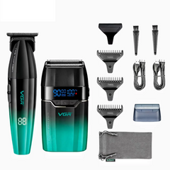 Professional 3 Piece All Metal Barber Suite – 9000 RPM Master Clipper, DLC Trimmer, and Titanium Shaver Collection