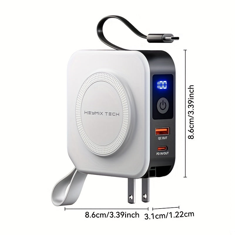 10000mAh Wireless Power Bank With Built In Cable by Snagg A Power Bank