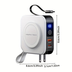 10000mAh Wireless Power Bank With Built In Cable by Snagg A Power Bank