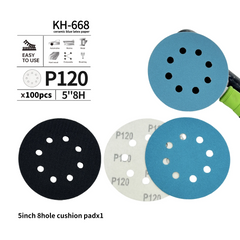 5 Inch 8-Hole Ceramic Sanding Discs | Flocked Hook & Loop 80–320 Grit Grinding Polishing Disc 100pcs