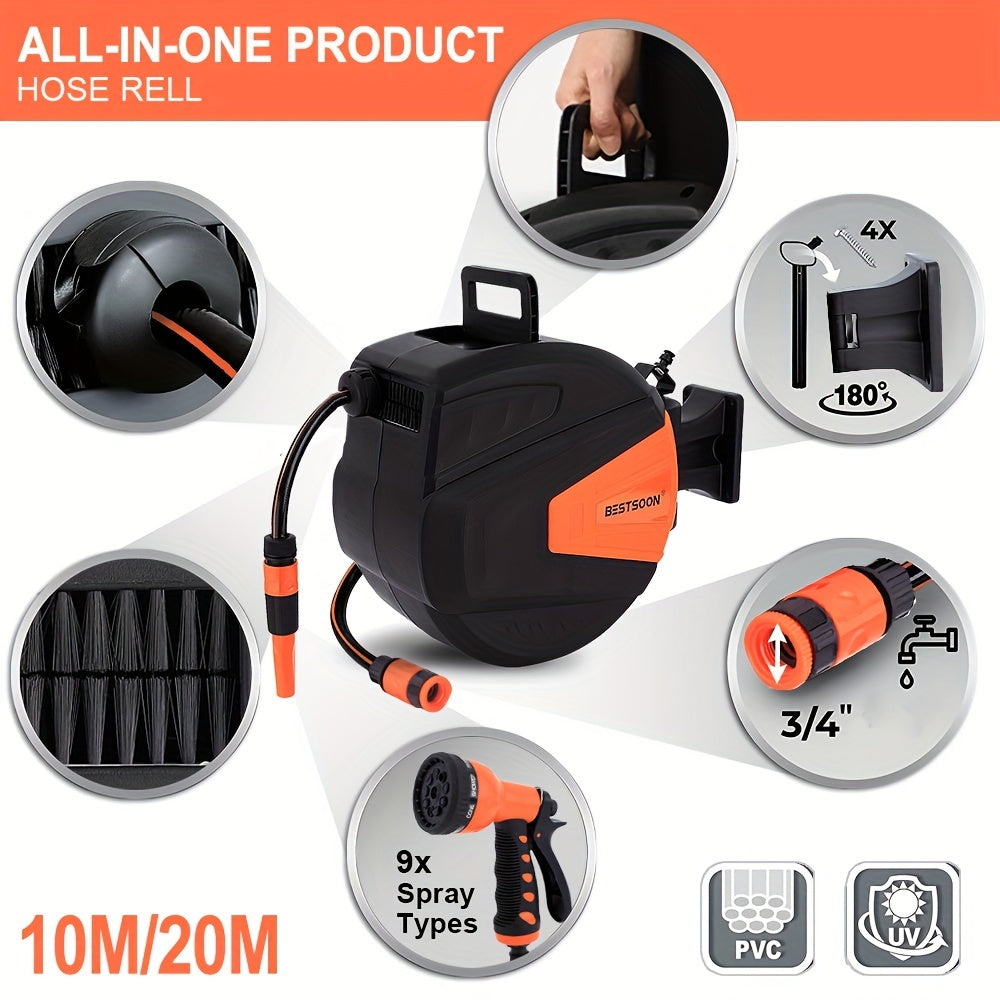 Retractable Garden Hose Reel with Auto Rewind by Snagg A Garden Hose