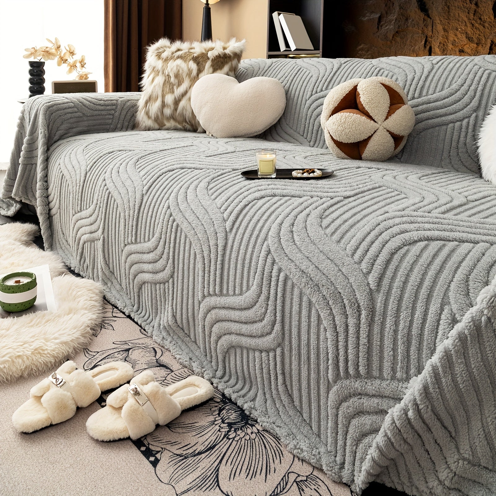 Oversized, Soft & Durable Plush Sofa Cover by Snagg A Sofa Cover