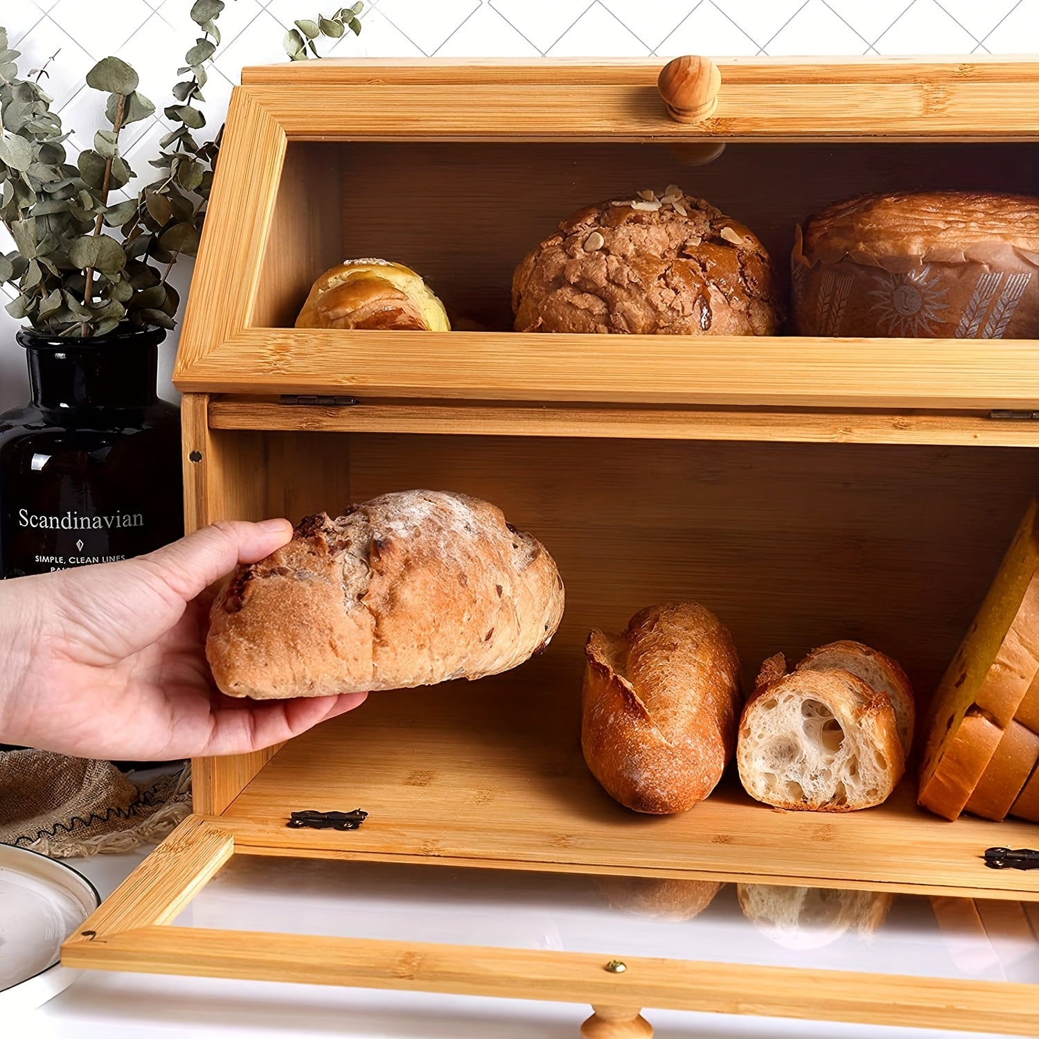 Double Layer Bamboo Bread Box by Snagg A Box
