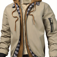 Men’s Solid Color Hooded Jacket with Plaid Lining by Snagg A Jacket
