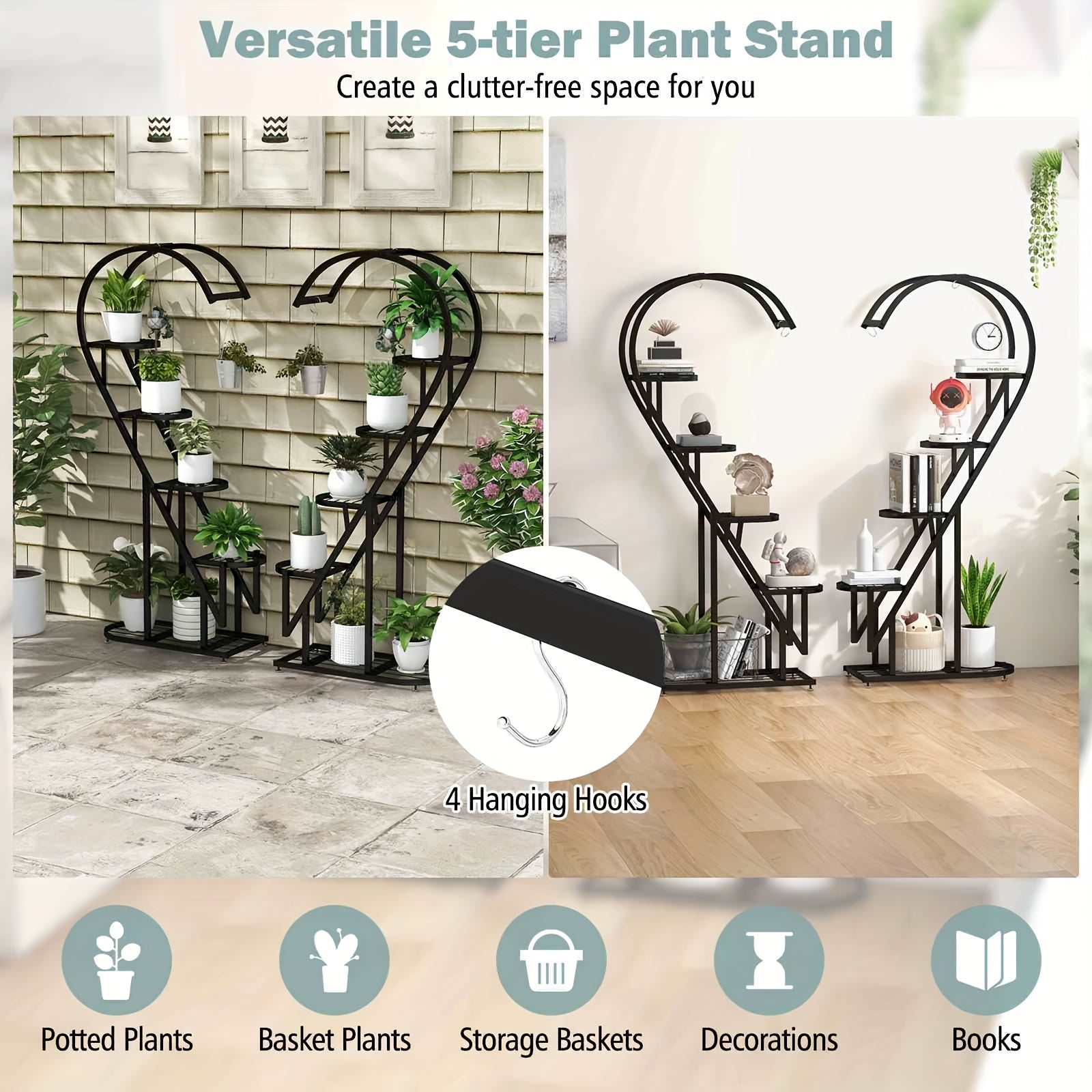5 Tier Heart Shaped Metal Plant Stand by Snagg A Rack