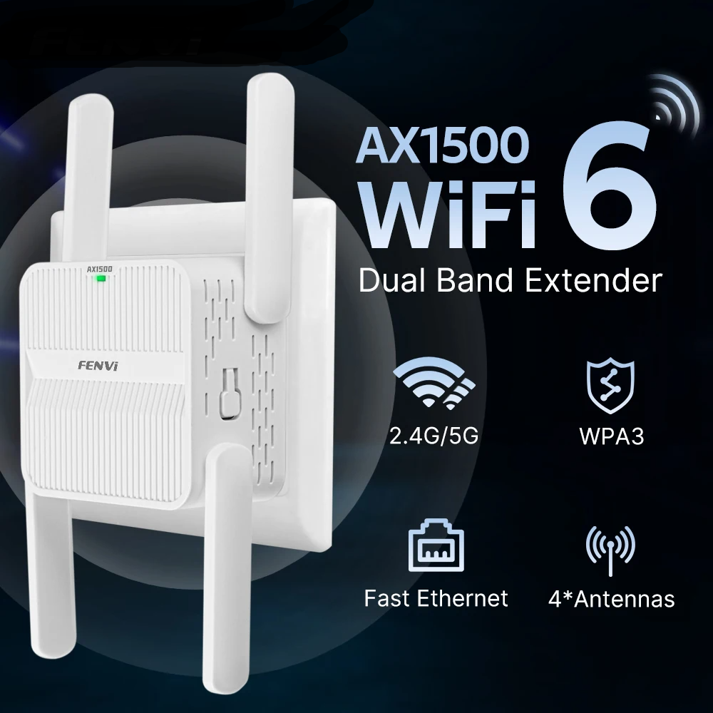 AX1500 WiFi 6 Repeater – Dual-Band 2.4G/5GHz Signal Booster by Snagg A WiFi Booster
