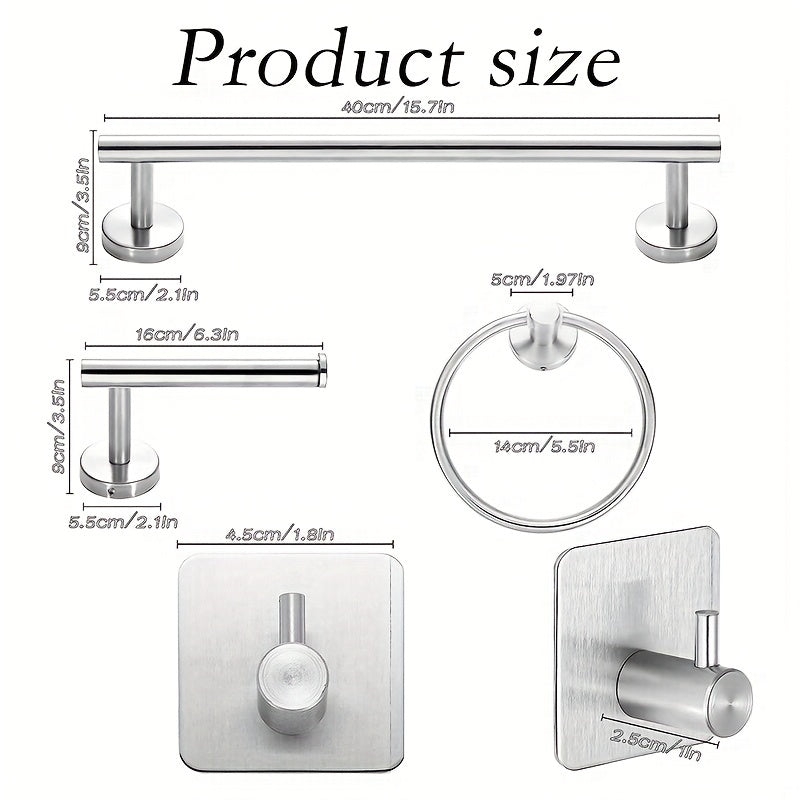 10-Piece Stainless Steel Bathroom Accessories Set by Snagg A Hook