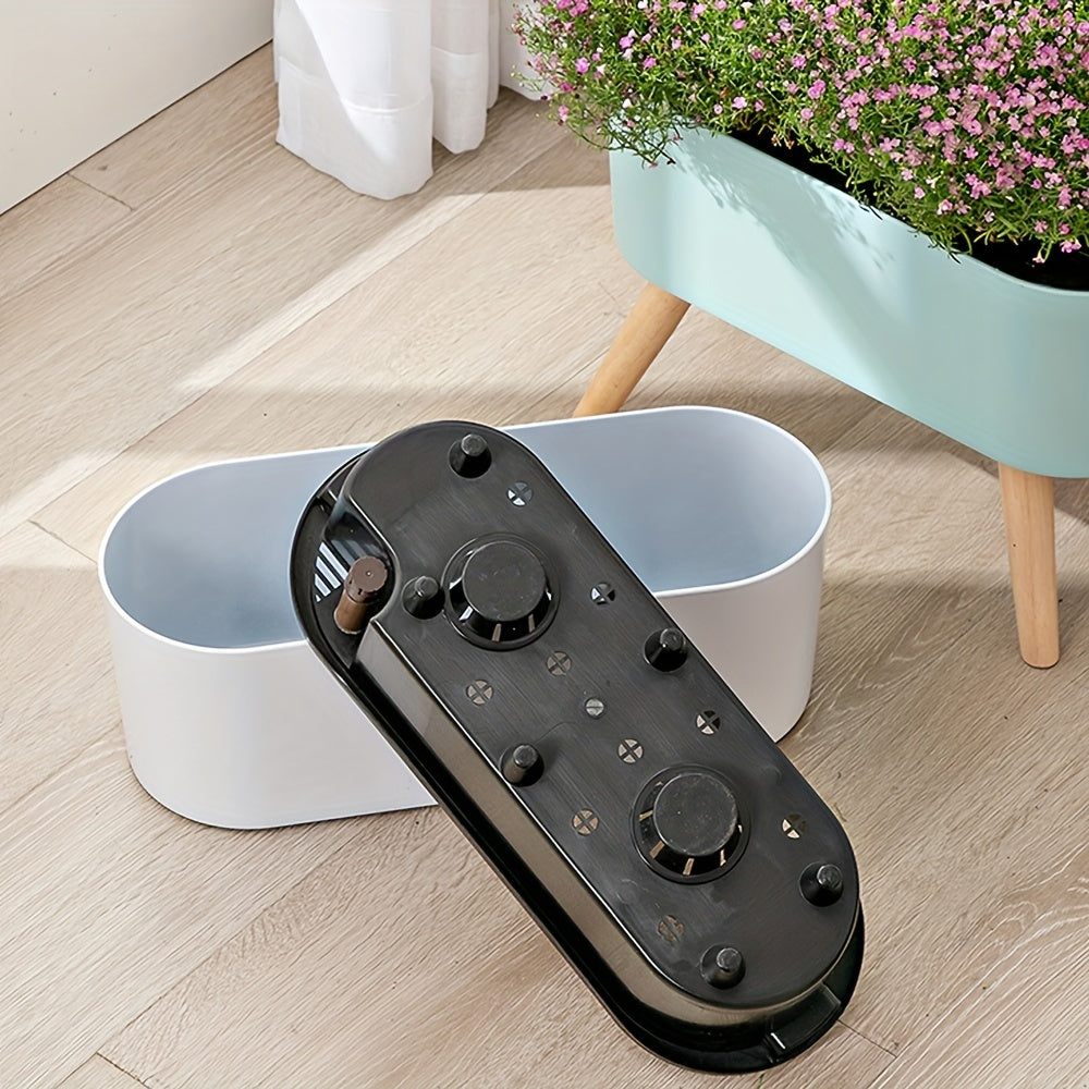 16.5" Self-Watering Flower Pot with Wooden Stand by Snagg A Pot