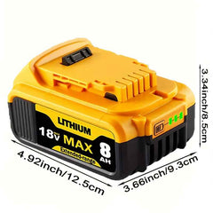 2 Pack 18 V 8.0 Ah Lithium-Ion Batteries — Replacement for Dewalt 18 V Cordless Tools & Chargers