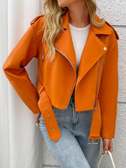 Women’s Casual PU Leather Jacket with Belt by Snagg A Jacket