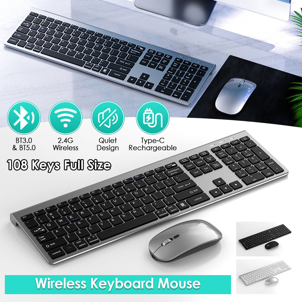 Ultra Thin Wireless Keyboard & Mouse Set Design with Multi Device Bluetooth Connectivity by Snagg A Keyboard