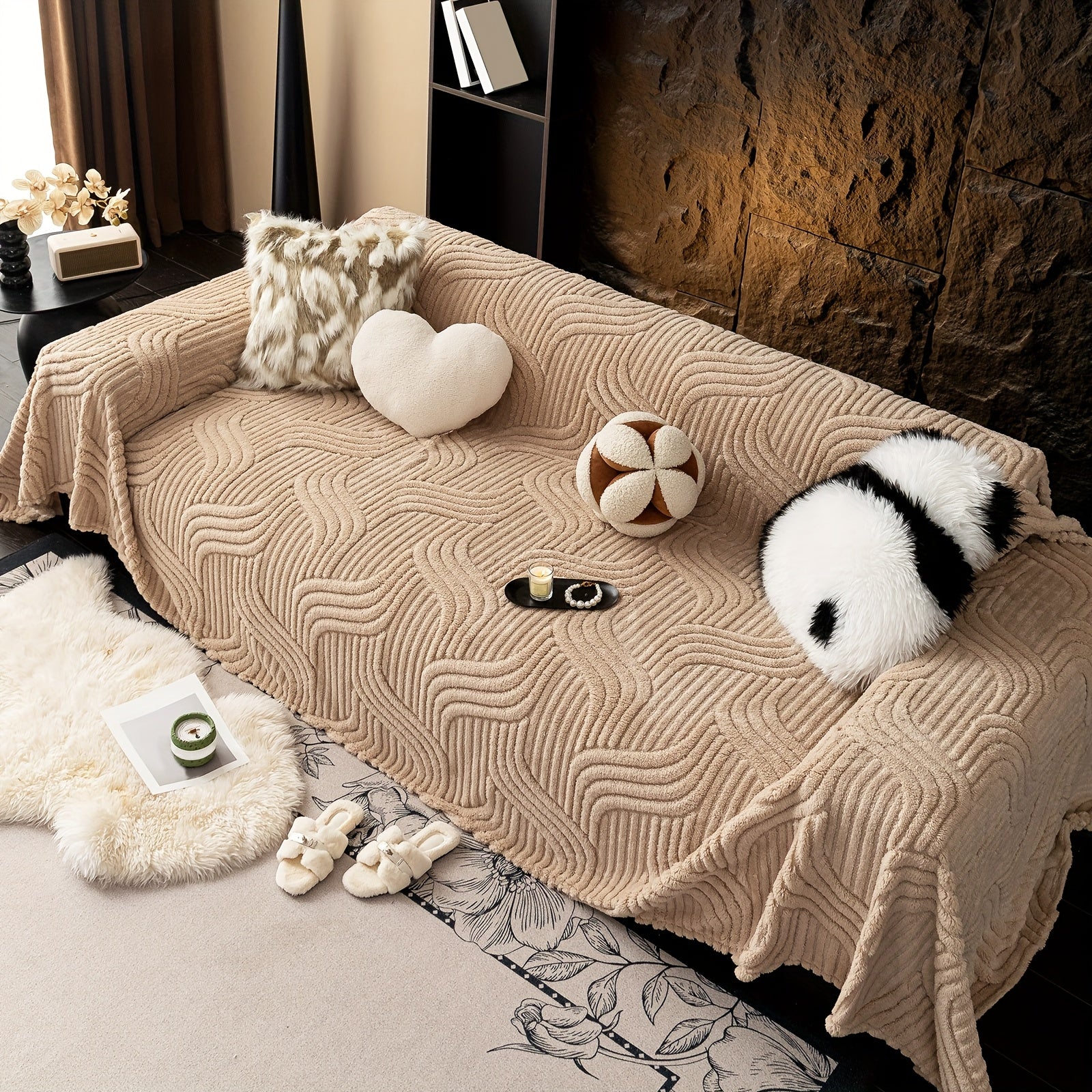 Oversized, Soft & Durable Plush Sofa Cover by Snagg A Sofa Cover