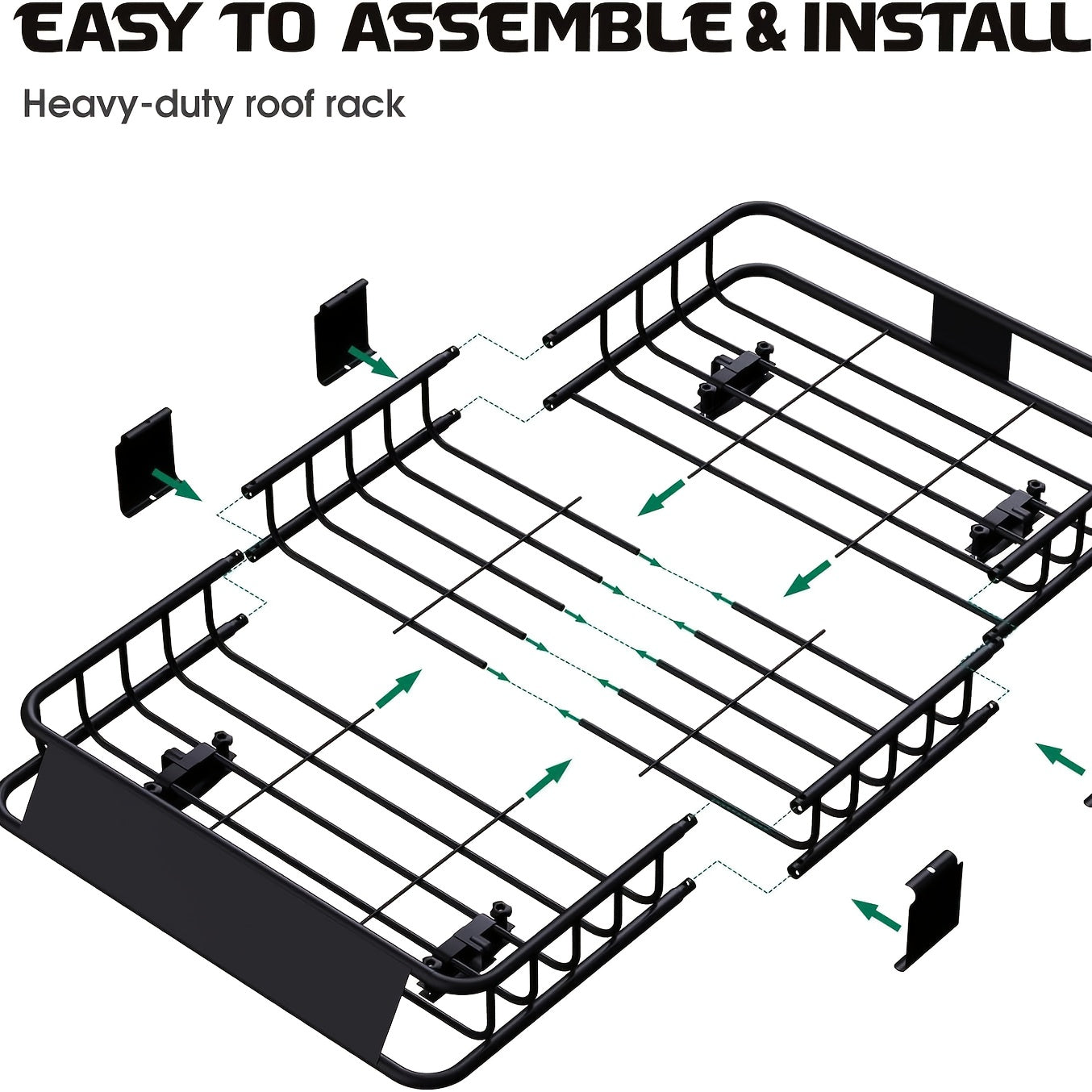 Heavy Duty Steel Rooftop Cargo Basket – 64"x39"x5" by Snagg A Roof Cargo