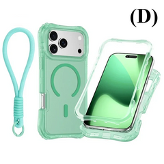 Shockproof Armor 3 in 1 Magnetic Case with Wrist Strap – for iPhone 16 Series - D - Jade Green / Pro - Phone Cases &
