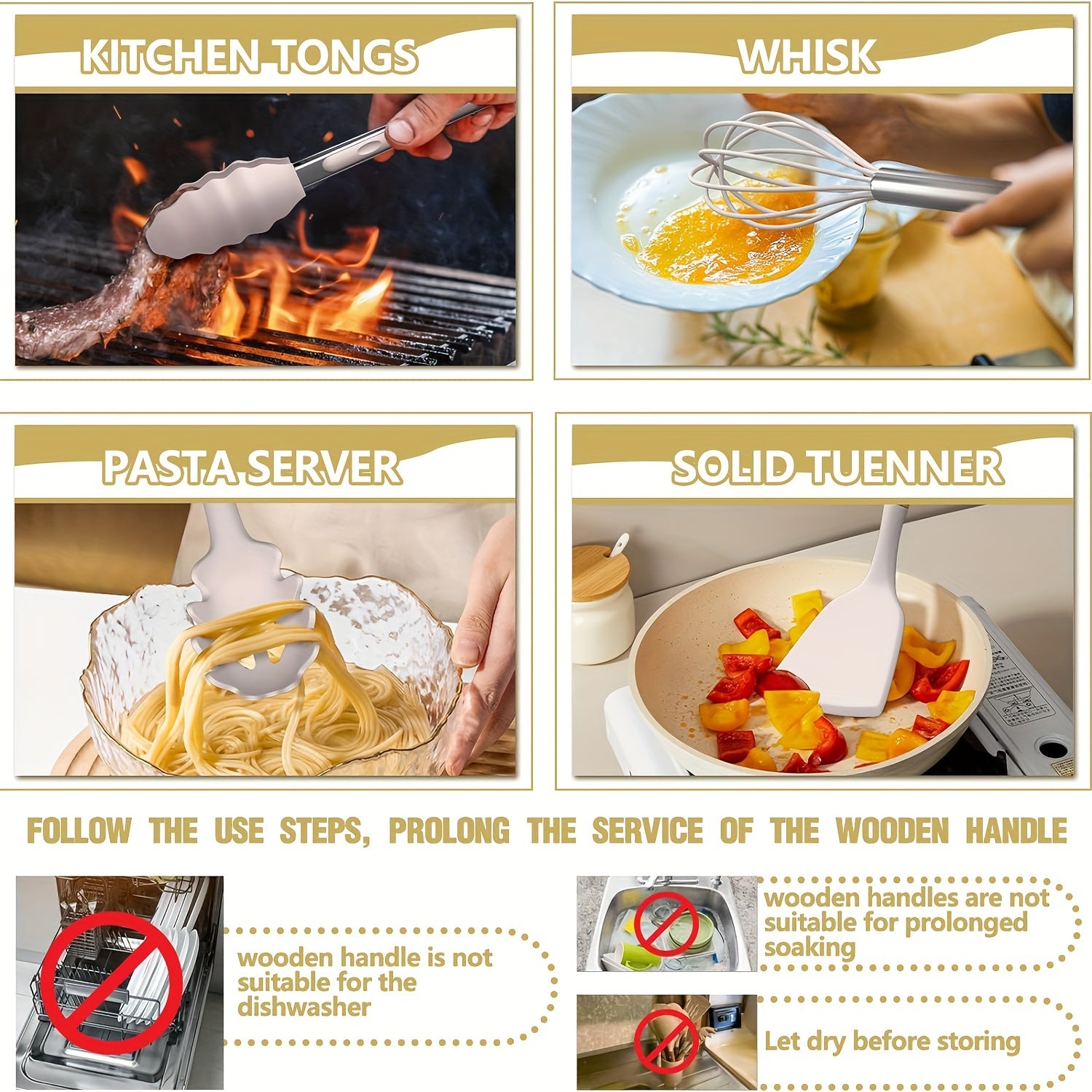 44pcs Wooden Handle Silicone Cookware Set by Snagg A Utensil