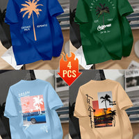 Men’s Printed Inner Layering T-Shirts – 4pcs Summer Crew Neck Short Sleeve Tops by Snagg A Shirt