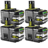 4 Pack 18 V 12.0 Ah Lithium-Ion Batteries — High Capacity Replacement for Ryobi ONE+ Cordless Tools - 12 000 mAh