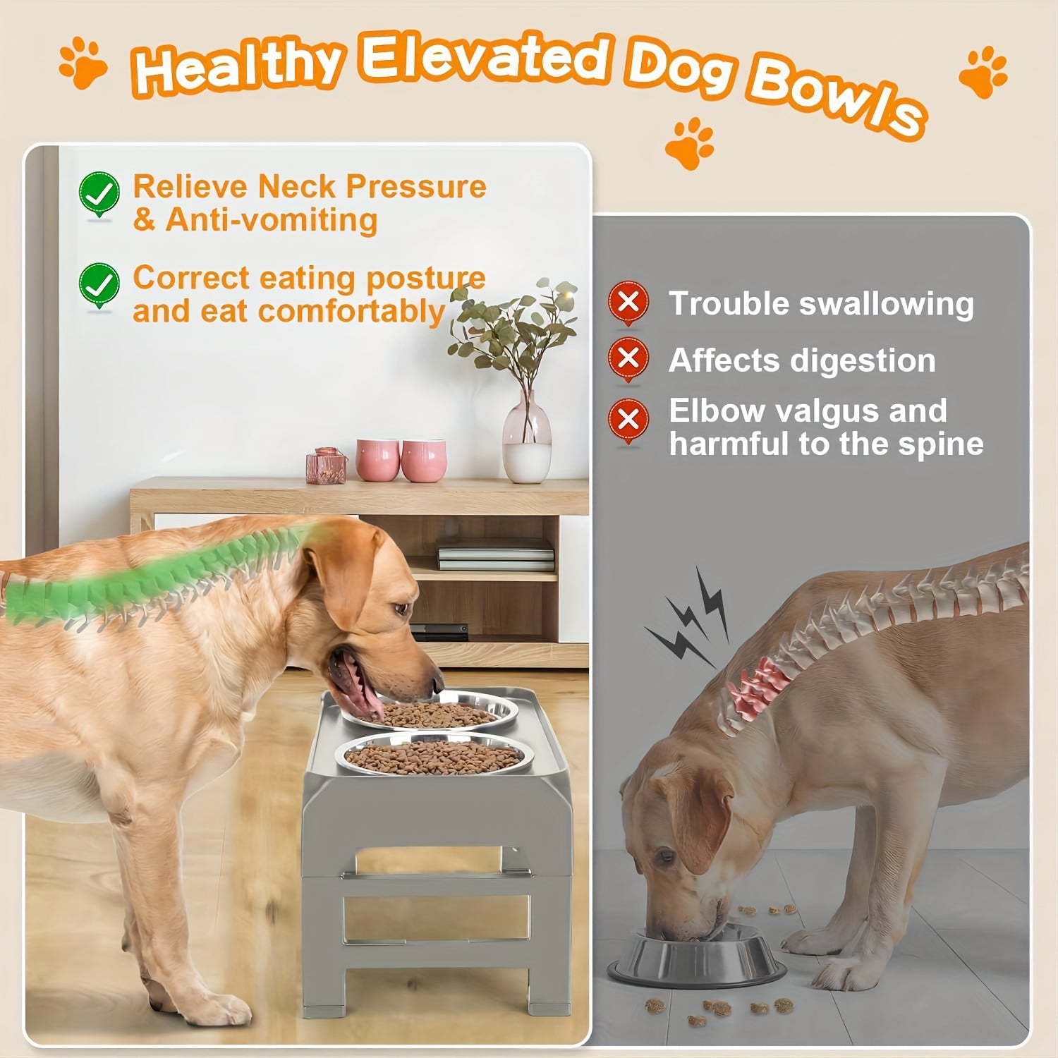 Elevated Dog Bowl Stand with 2 Stainless Steel Bowls by Snagg A Feeder