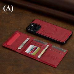 2 in 1 Detachable Magnetic Leather Case – for iPhone 17 Series - A - Red / For - Phone Cases & Covers