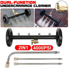 2 in 1 4000PSI Pressure Washer Spray Broom – Car Chassis & Undercarriage Cleaner Attachment - Black - Power Tools Gadget
