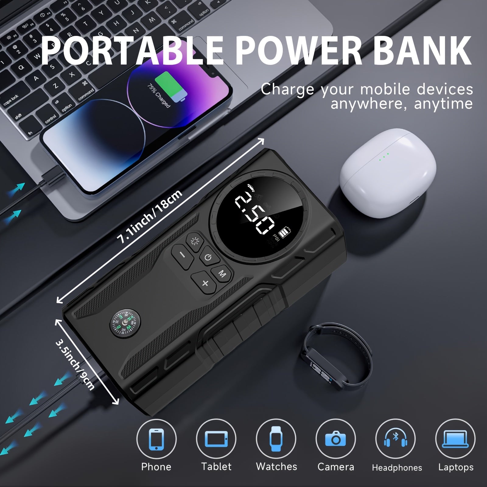 5 in 1 Car Jump Starter with Air Compressor by Snagg A Jump Starter