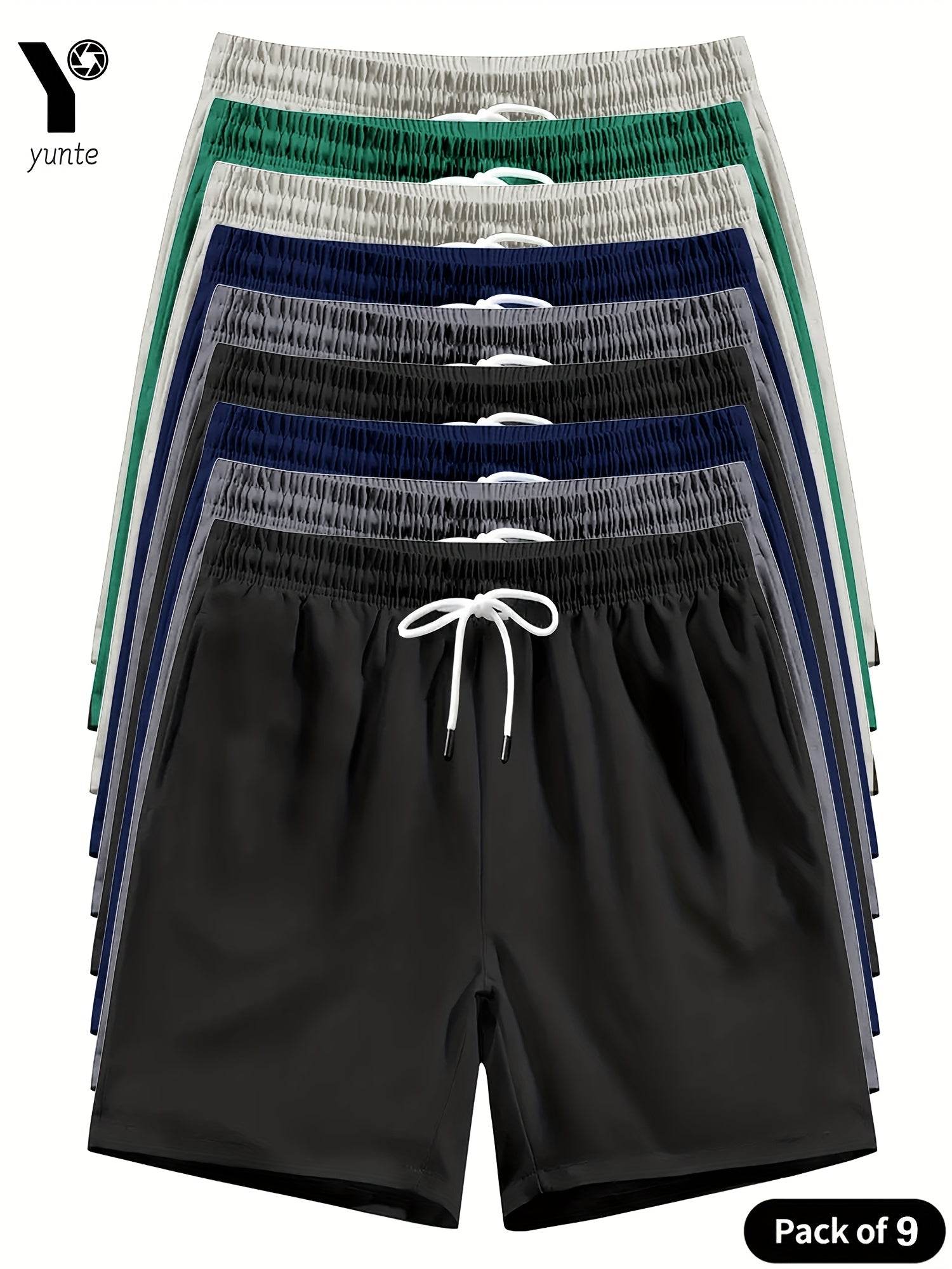 9pcs Men’s Casual Athletic Shorts – Quick-Dry Multi-Pack - SnaggIt