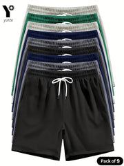 9pcs Men’s Casual Athletic Shorts – Quick-Dry Multi-Pack - SnaggIt