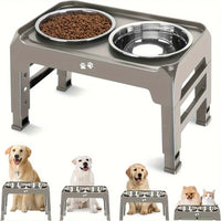 Elevated Dog Bowl Stand with 2 Stainless Steel Bowls by Snagg A Feeder