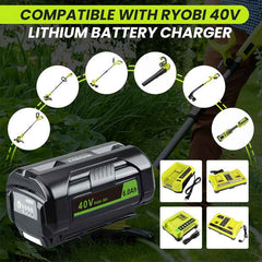 40 V 6.0 Ah Lithium-Ion Replacement Battery Compatible With Ryobi 40 V Cordless Tools & Chargers