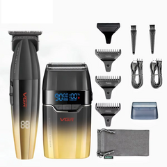 Professional 3 Piece All Metal Barber Suite – 9000 RPM Master Clipper, DLC Trimmer, and Titanium Shaver Collection