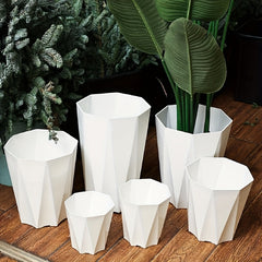7pcs Geometric Plastic Flower Pots with Drainage by Snagg A Pot