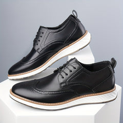 Men’s Business Casual Shoes – Pointed Toe PU Leather Lace-Ups by Snagg A Shoes