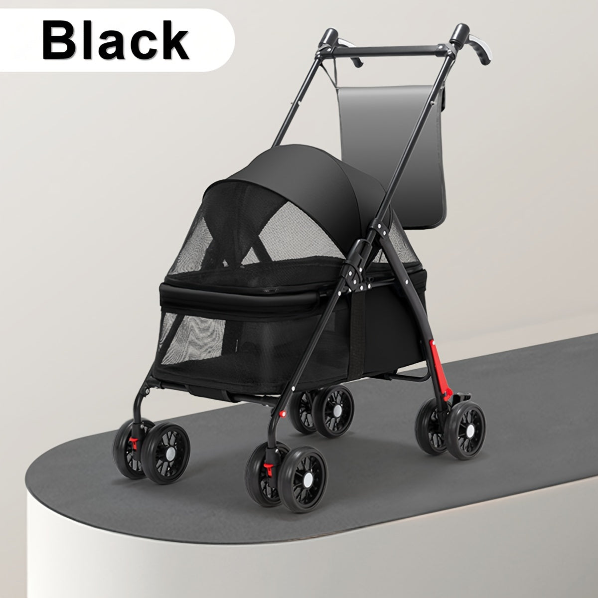 Foldable 4-Wheel Travel Carriage with Mesh Windows by Snagg A Pet Stroller