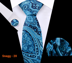 Classic Plaid Tie Set for Men - Necktie with Matching Pocket Square & Cufflinks - Snagg - 20 - Others In Fashion